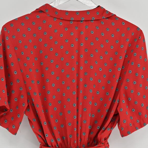 URBAN OUTFITTERS Womens Red Floral Jumpsuit Size XS Romper Belt Boho Chic Retro - Picture 13 of 14